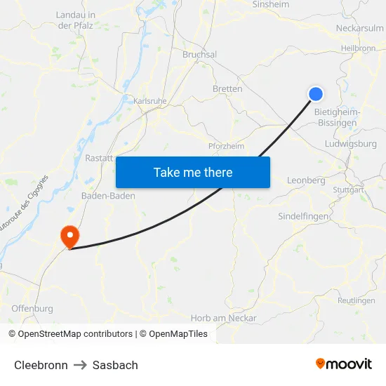 Cleebronn to Sasbach map