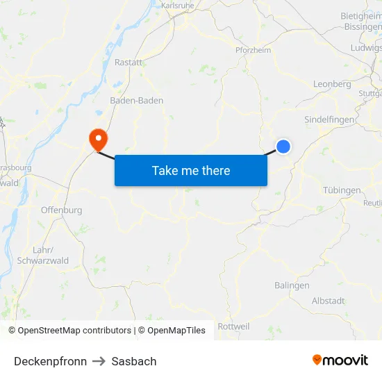 Deckenpfronn to Sasbach map