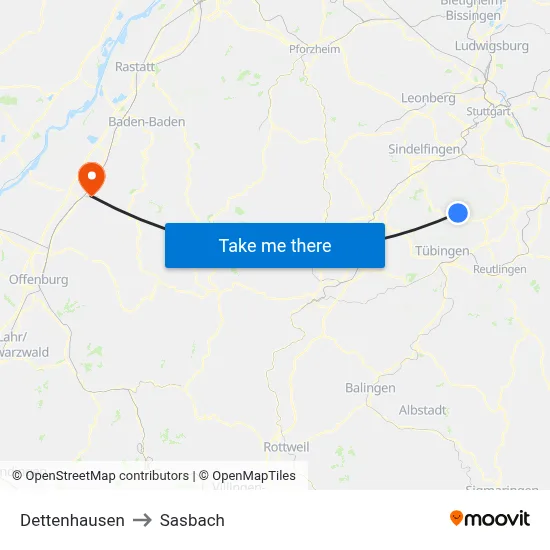 Dettenhausen to Sasbach map