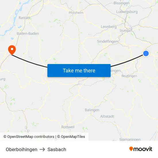 Oberboihingen to Sasbach map