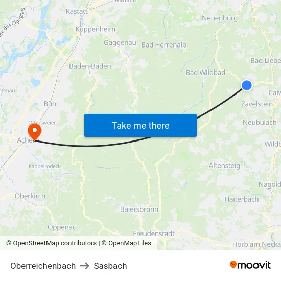 Oberreichenbach to Sasbach map