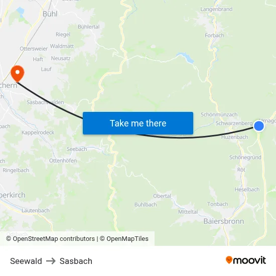 Seewald to Sasbach map