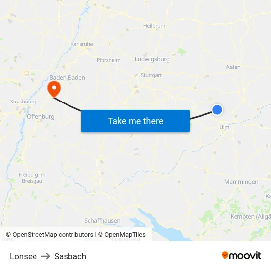 Lonsee to Sasbach map