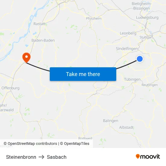 Steinenbronn to Sasbach map