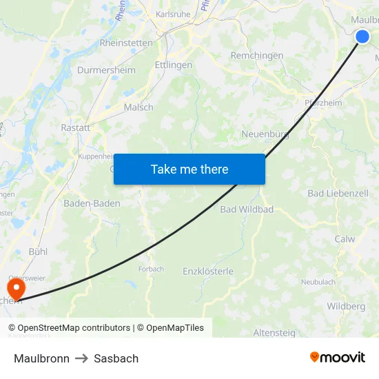 Maulbronn to Sasbach map