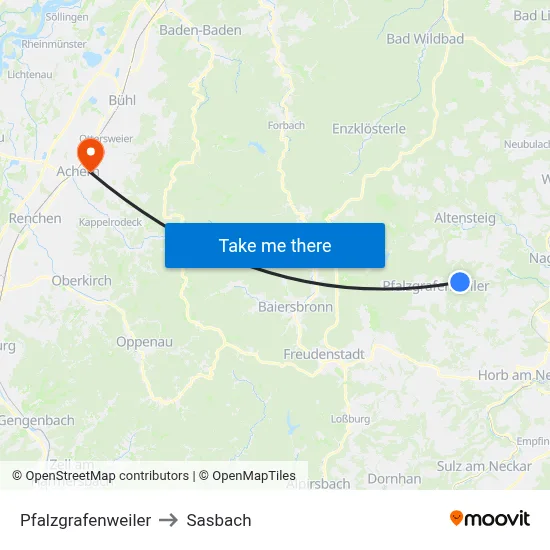 Pfalzgrafenweiler to Sasbach map