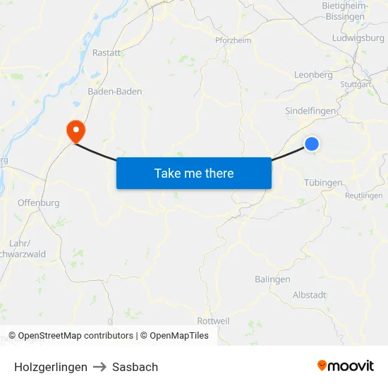 Holzgerlingen to Sasbach map