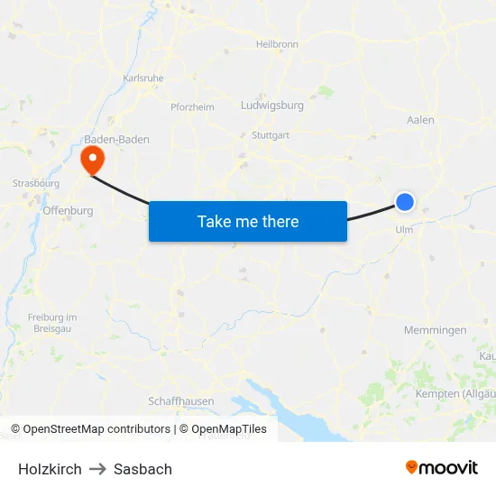 Holzkirch to Sasbach map