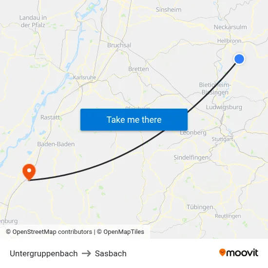 Untergruppenbach to Sasbach map