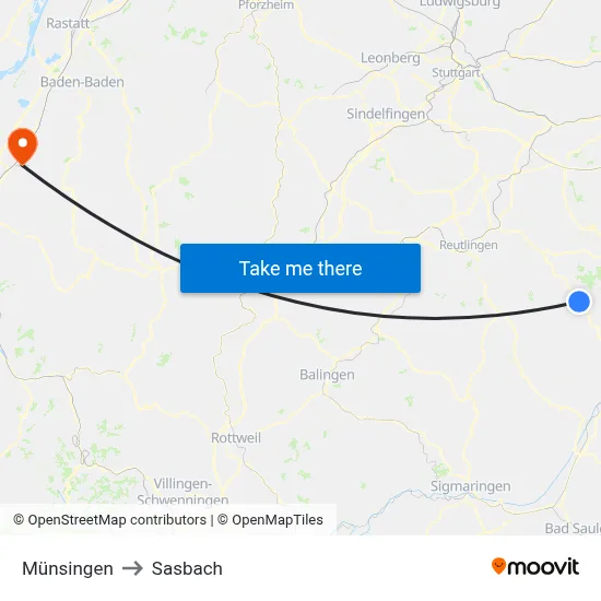 Münsingen to Sasbach map
