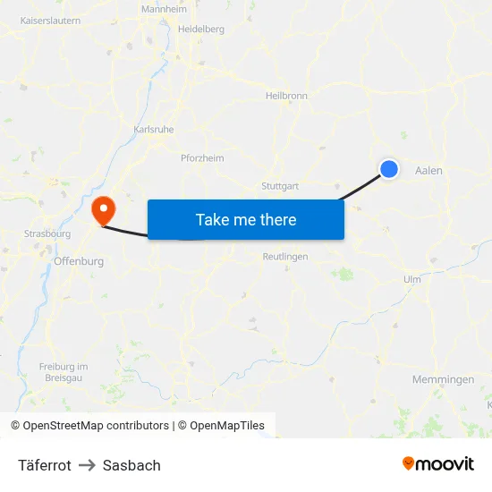 Täferrot to Sasbach map