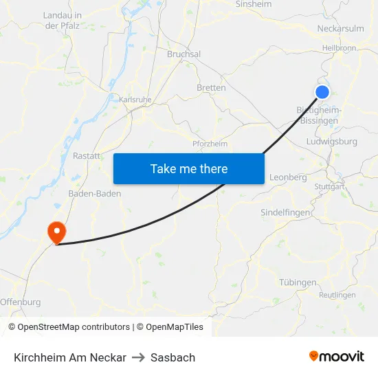 Kirchheim Am Neckar to Sasbach map
