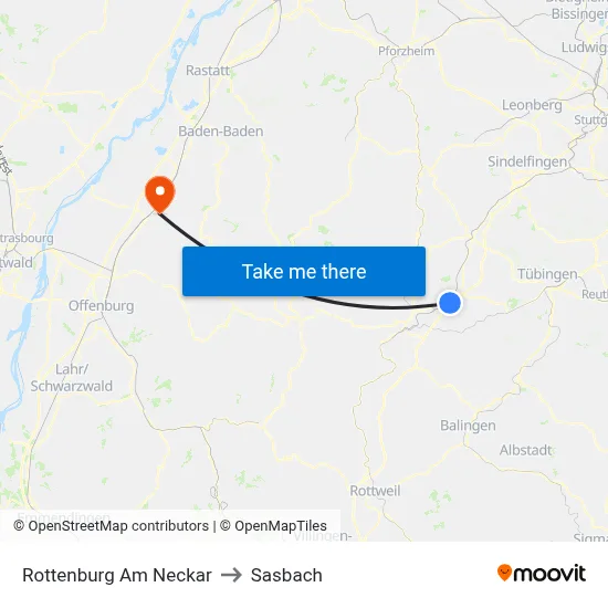Rottenburg Am Neckar to Sasbach map