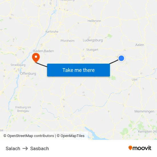 Salach to Sasbach map