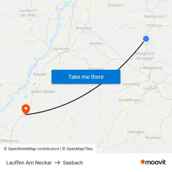 Lauffen Am Neckar to Sasbach map