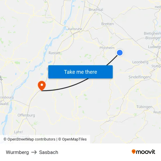 Wurmberg to Sasbach map