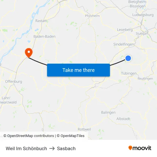 Weil Im Schönbuch to Sasbach map