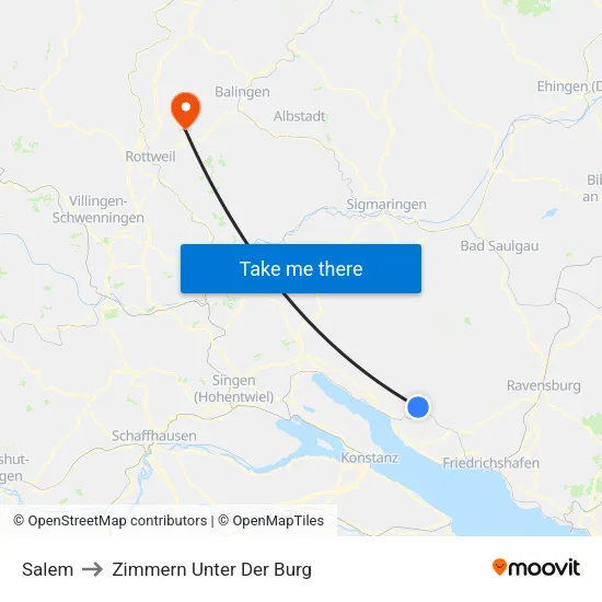Salem to Zimmern Unter Der Burg map