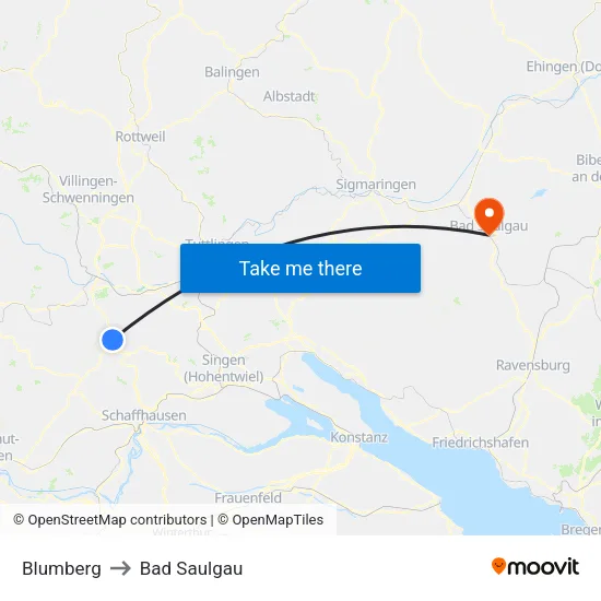 Blumberg to Bad Saulgau map