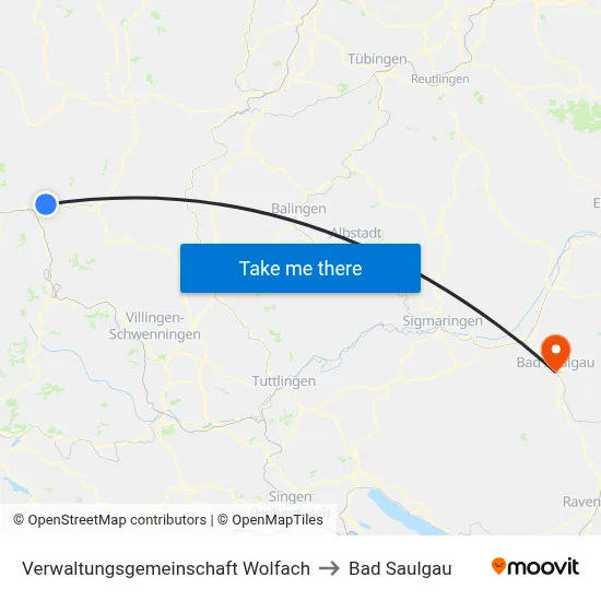 Verwaltungsgemeinschaft Wolfach to Bad Saulgau map