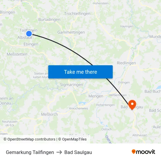 Gemarkung Tailfingen to Bad Saulgau map