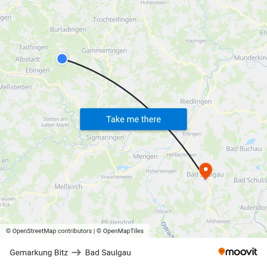 Gemarkung Bitz to Bad Saulgau map
