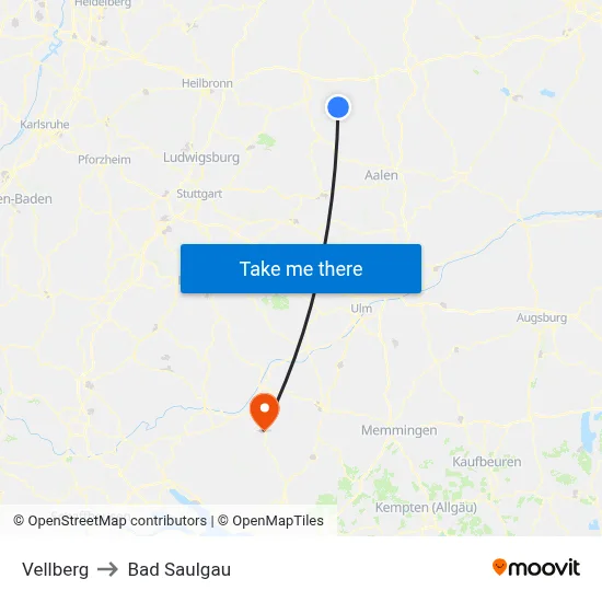 Vellberg to Bad Saulgau map