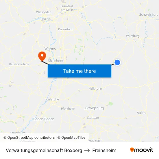 Verwaltungsgemeinschaft Boxberg to Freinsheim map