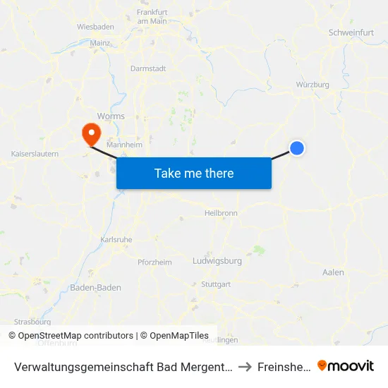 Verwaltungsgemeinschaft Bad Mergentheim to Freinsheim map
