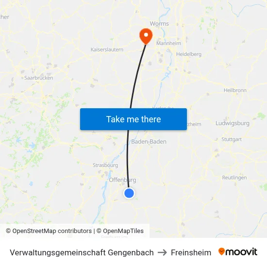 Verwaltungsgemeinschaft Gengenbach to Freinsheim map