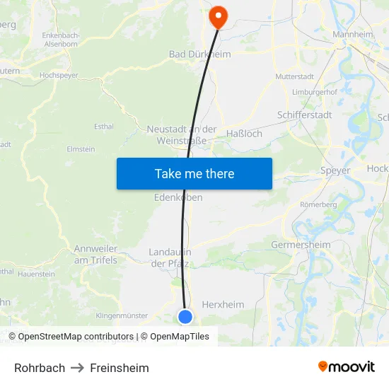 Rohrbach to Freinsheim map