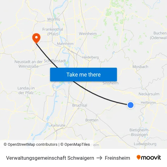 Verwaltungsgemeinschaft Schwaigern to Freinsheim map