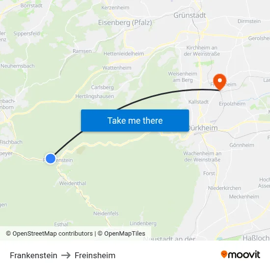 Frankenstein to Freinsheim map