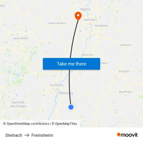 Steinach to Freinsheim map