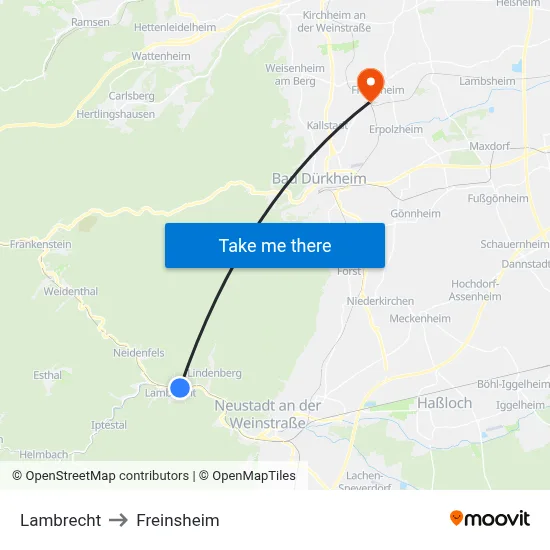 Lambrecht to Freinsheim map