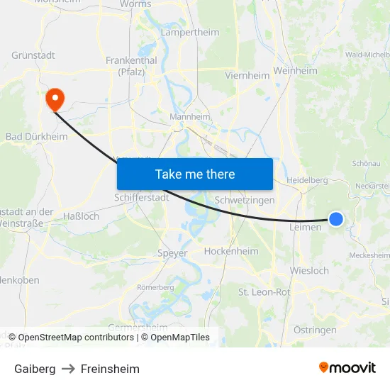 Gaiberg to Freinsheim map