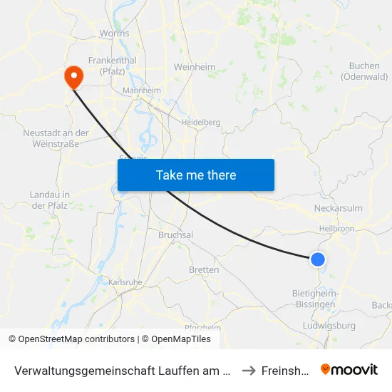 Verwaltungsgemeinschaft Lauffen am Neckar to Freinsheim map