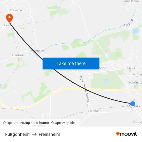 Fußgönheim to Freinsheim map