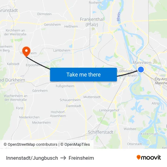 Innenstadt/Jungbusch to Freinsheim map