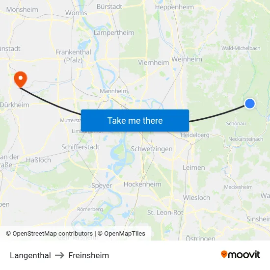 Langenthal to Freinsheim map
