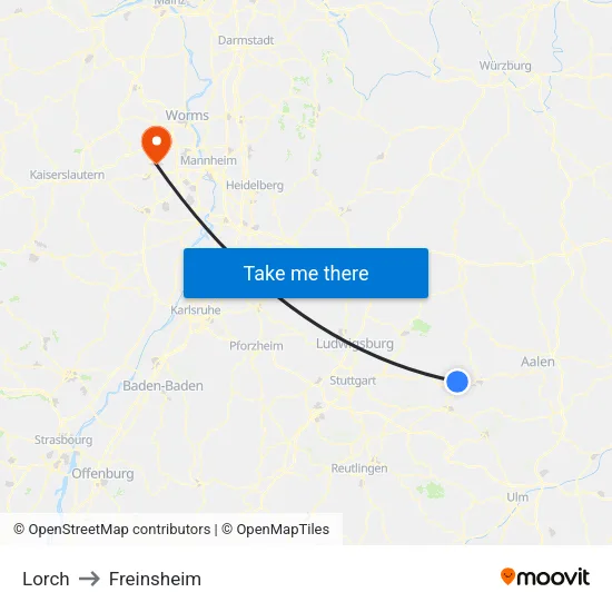 Lorch to Freinsheim map