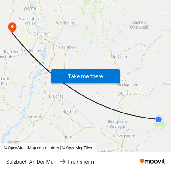 Sulzbach An Der Murr to Freinsheim map