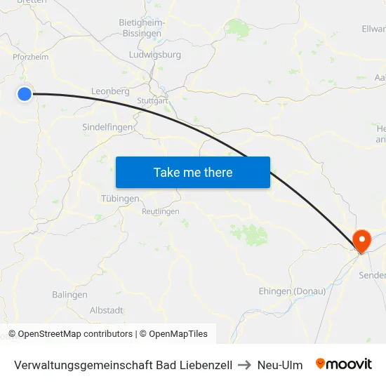 Verwaltungsgemeinschaft Bad Liebenzell to Neu-Ulm map