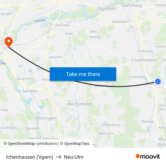 Ichenhausen (Vgem) to Neu-Ulm map