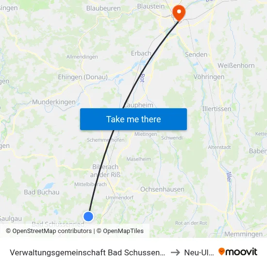 Verwaltungsgemeinschaft Bad Schussenried to Neu-Ulm map