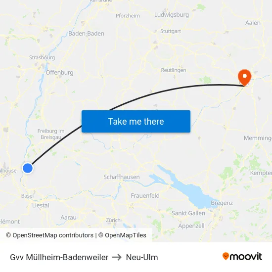 Gvv Müllheim-Badenweiler to Neu-Ulm map