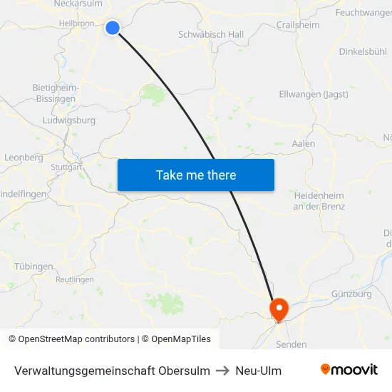 Verwaltungsgemeinschaft Obersulm to Neu-Ulm map