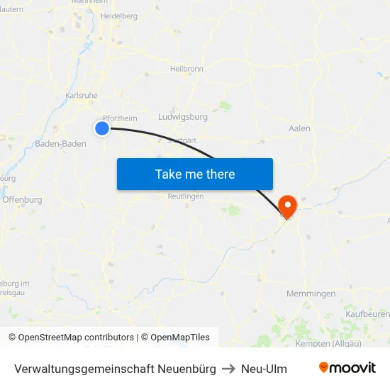Verwaltungsgemeinschaft Neuenbürg to Neu-Ulm map