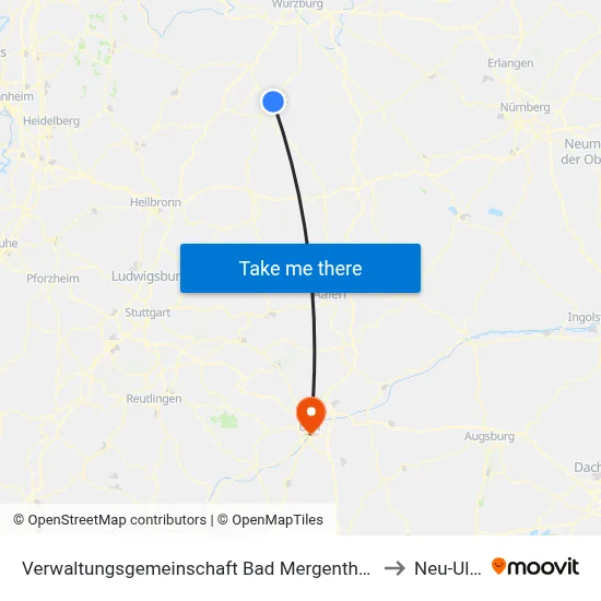 Verwaltungsgemeinschaft Bad Mergentheim to Neu-Ulm map