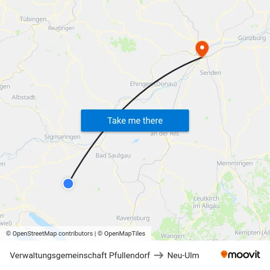 Verwaltungsgemeinschaft Pfullendorf to Neu-Ulm map